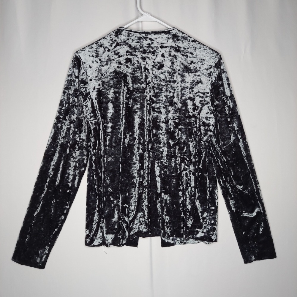 La Nuit Crushed Velvet Beaded Cardigan Top Set Women Medium Gray Glam Party - Picture 5 of 13